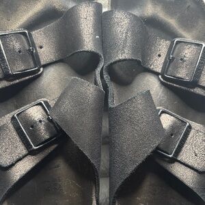 Birkenstock shimmery Black Sandals with Dual Buckles